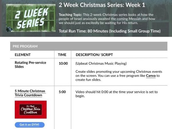 2-Week Christmas Series Program Sheets